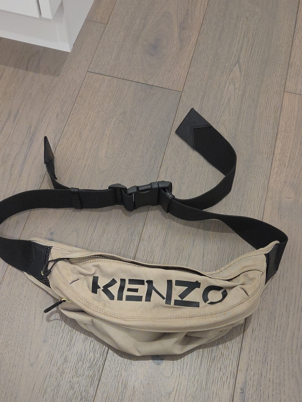 KENZO Beige Waist Belt Bag with Black Logo